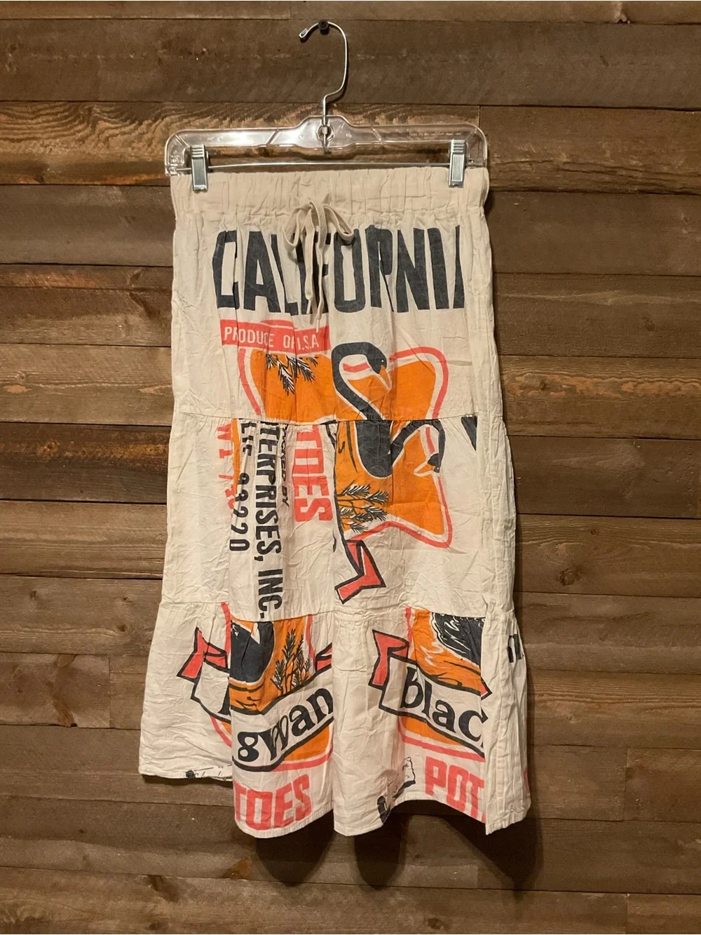 Vintage Flour Sacks California Print Swan Skirt Women’s Size Small/Medium